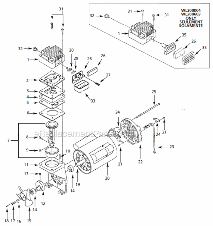 Page A Diagram and Parts List for WL300604  Campbell Hausfeld Compressor